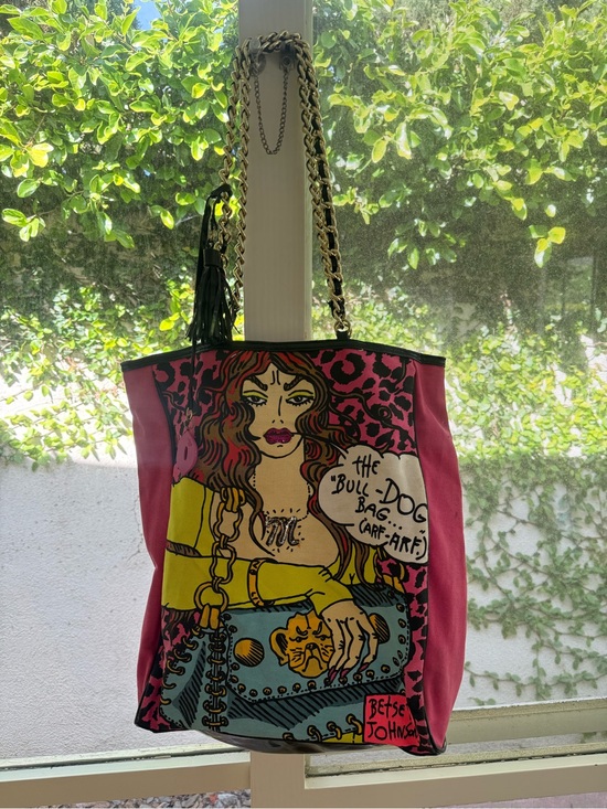 Handbags - Vintage Y2K Indie Sleaze Betsey Johnson Betseyville Bulldog  Tote with Charms